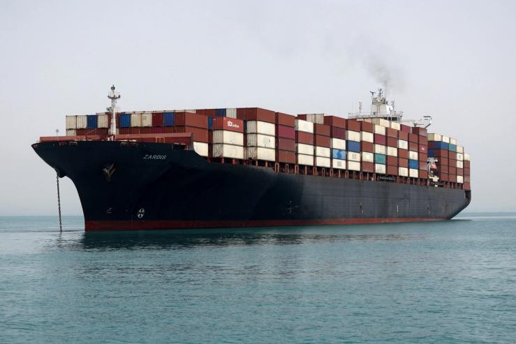 A cargo ship in the Strait of Hormuz