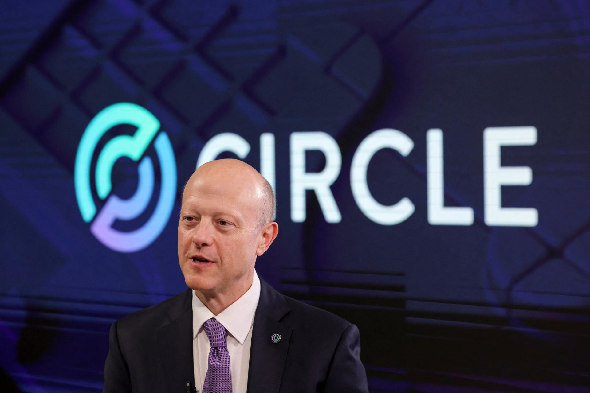 Jeremy Allaire, CEO and co-founder of Circle Internet Group, the issuer of one of the world’s biggest stablecoins, attends an interview, on the day of his company’s IPO at the New York Stock Exchange.