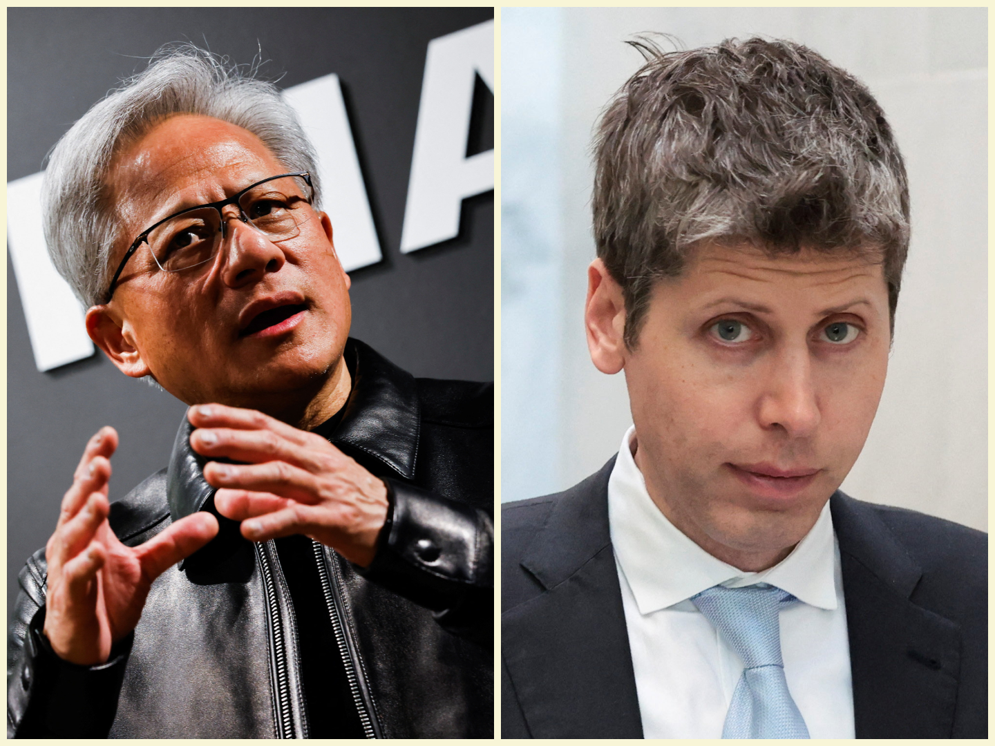 Jensen Huang and Sam Altman in a splitscreen image