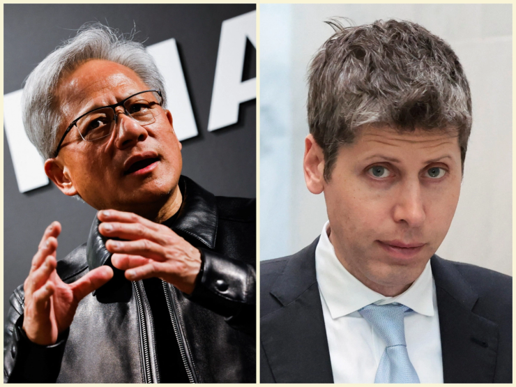 Jensen Huang and Sam Altman in a splitscreen image