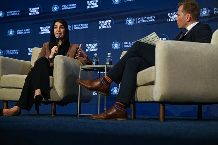 Reem Al Hashimy, minister of State for International Cooperation-UAE, speaks at Semafor World Economy 2026.
