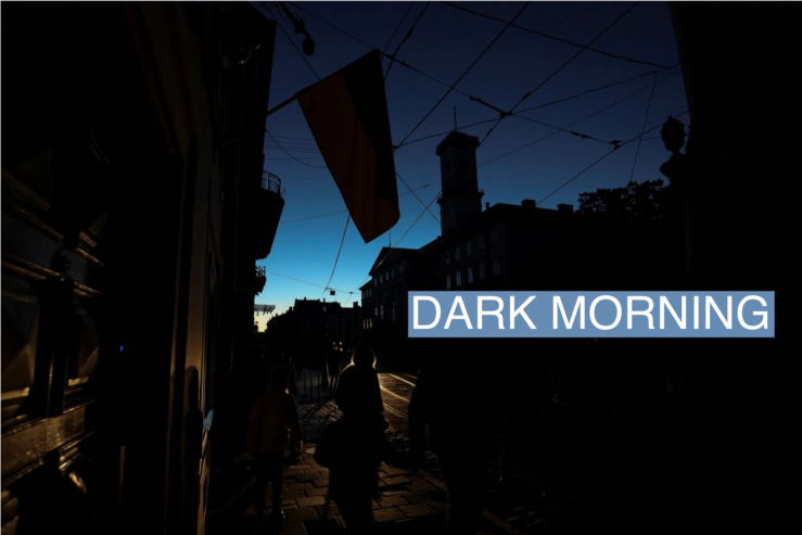 A view shows the city without electricity after critical civil infrastructure was hit by Russian missile attacks in Lviv, Ukraine October 10, 2022.