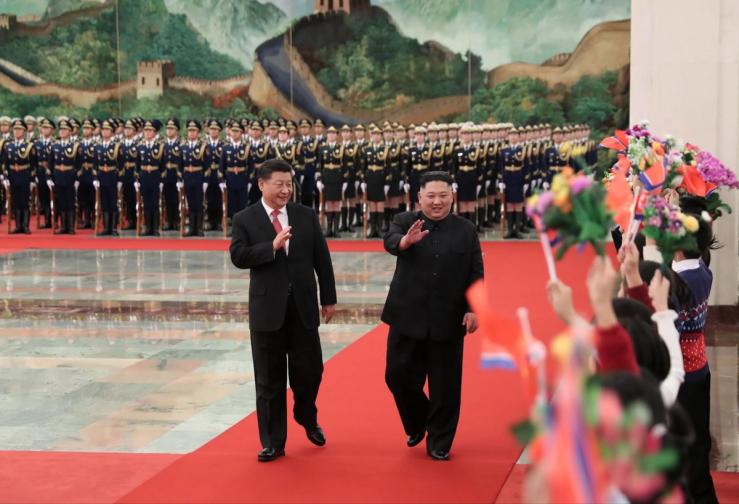 Chinese leader Xi Jinping with North Korean leader Kim Jong Un in Beijing in 2019
