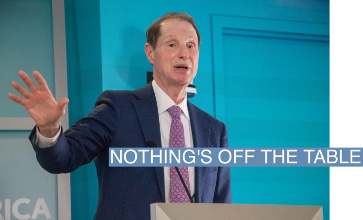 Sen. Ron Wyden, D-Ore. speaks at an event. April 17, 2018.