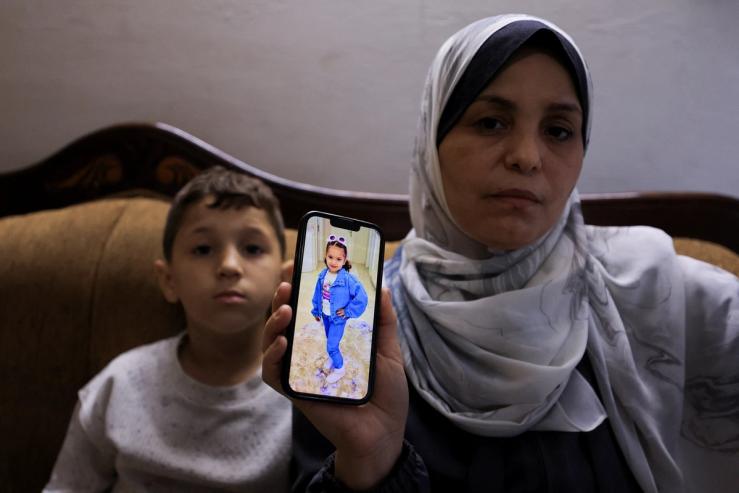 Hind Rajab’s grandmother shows a photo of the 5 year old who was killed by the Israeli military