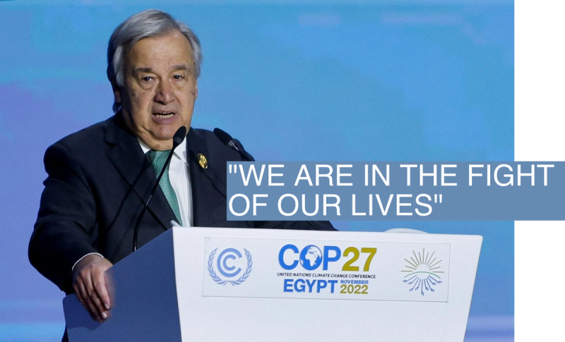 Secretary-General of the United Nations Antonio Guterres speaks during the COP27 climate summit, in Sharm el-Sheikh, Egypt 