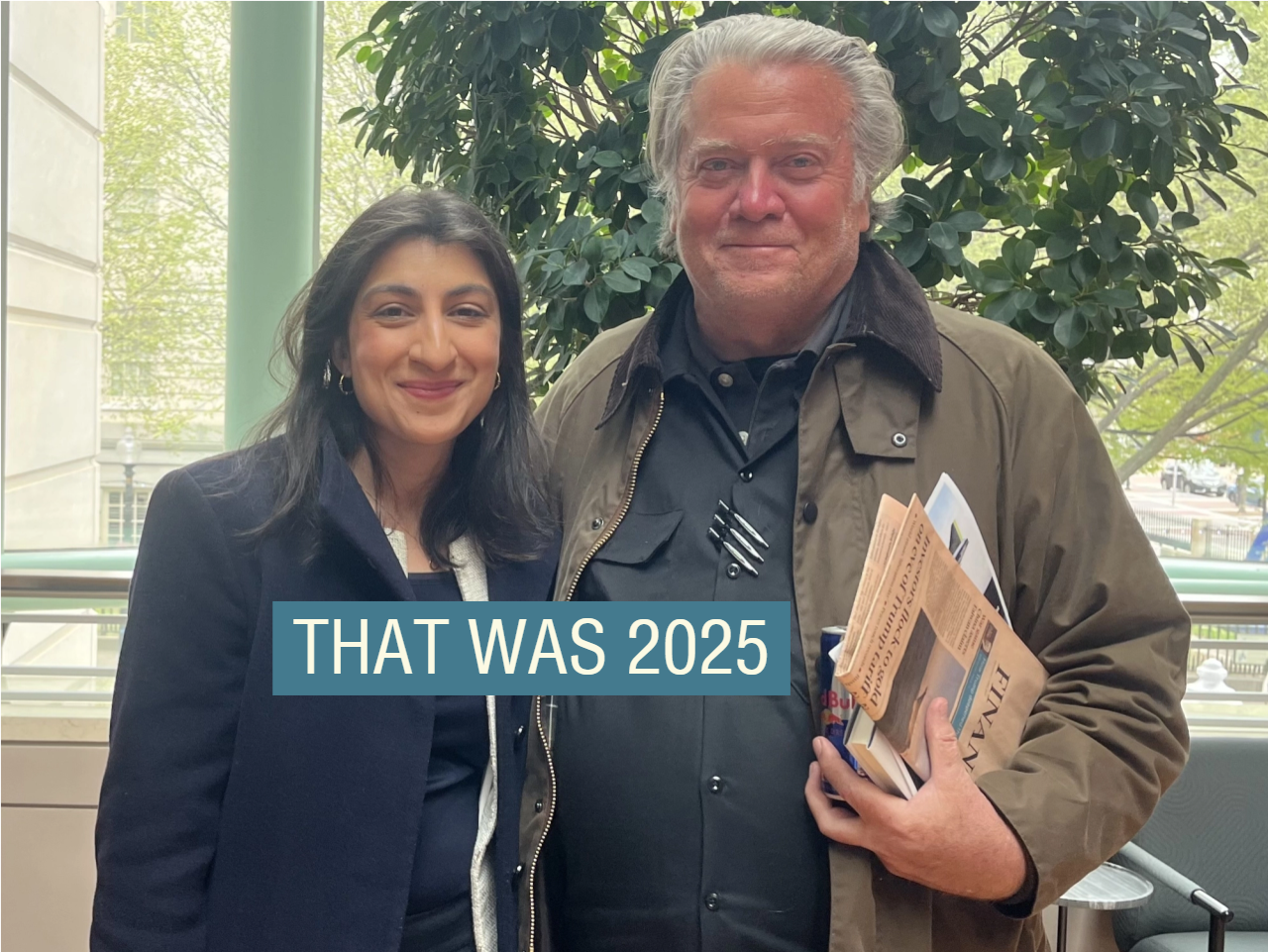 Steve Bannon and Lina Khan