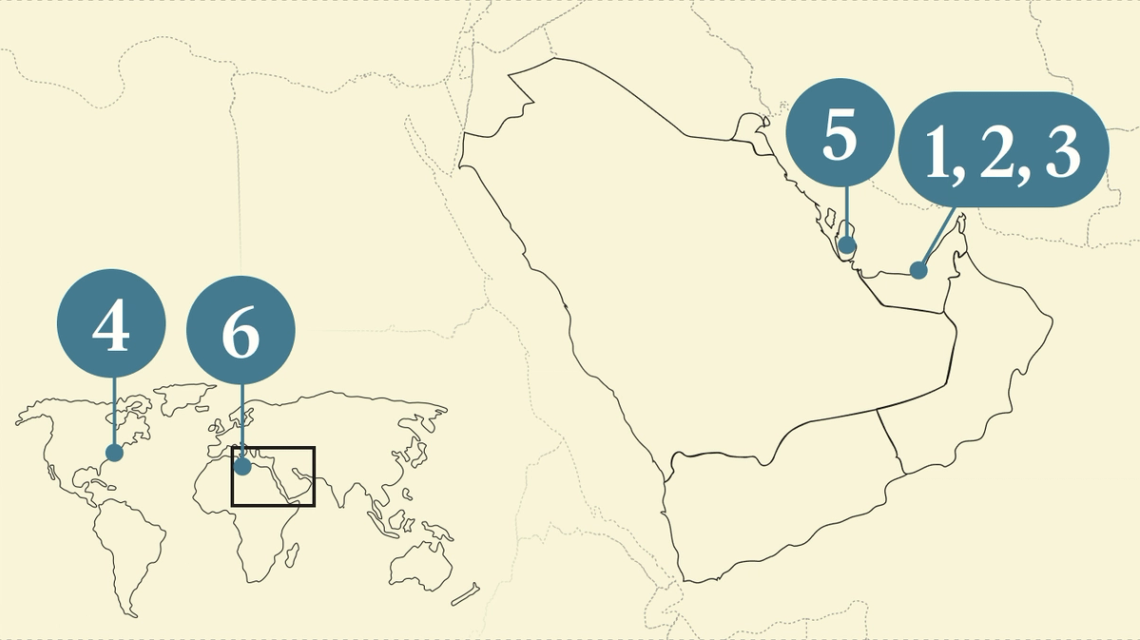 A numbered map of the world.