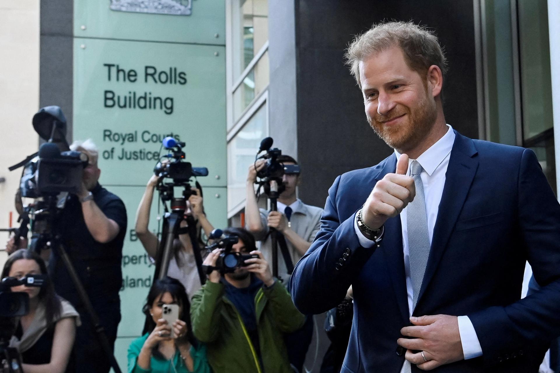 Britain’s Prince Harry departs the Rolls Building of the High Court in London, UK, 2023.