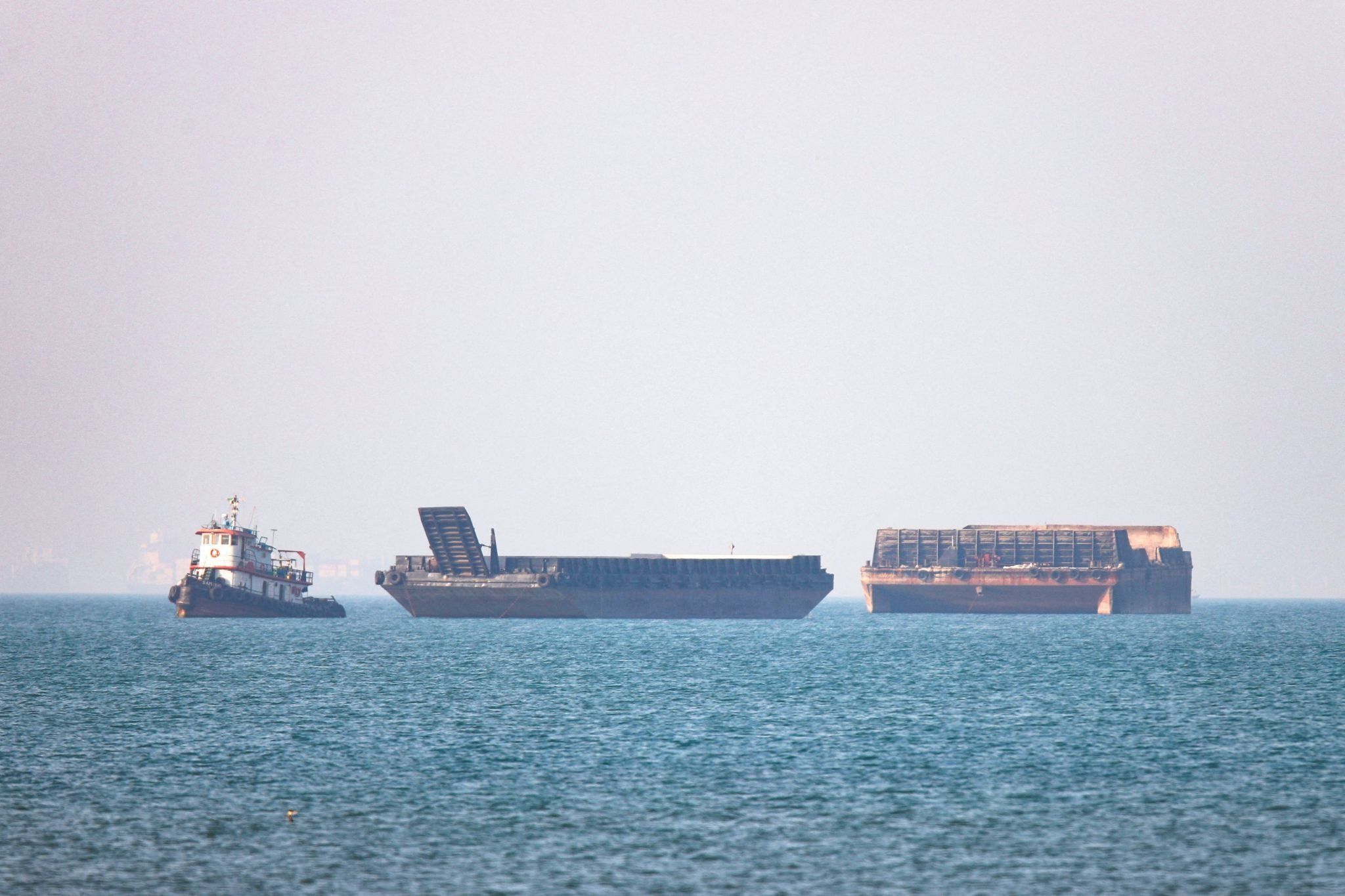 Vessels in the Strait of Hormuz near Bandar Abbas, Iran. 