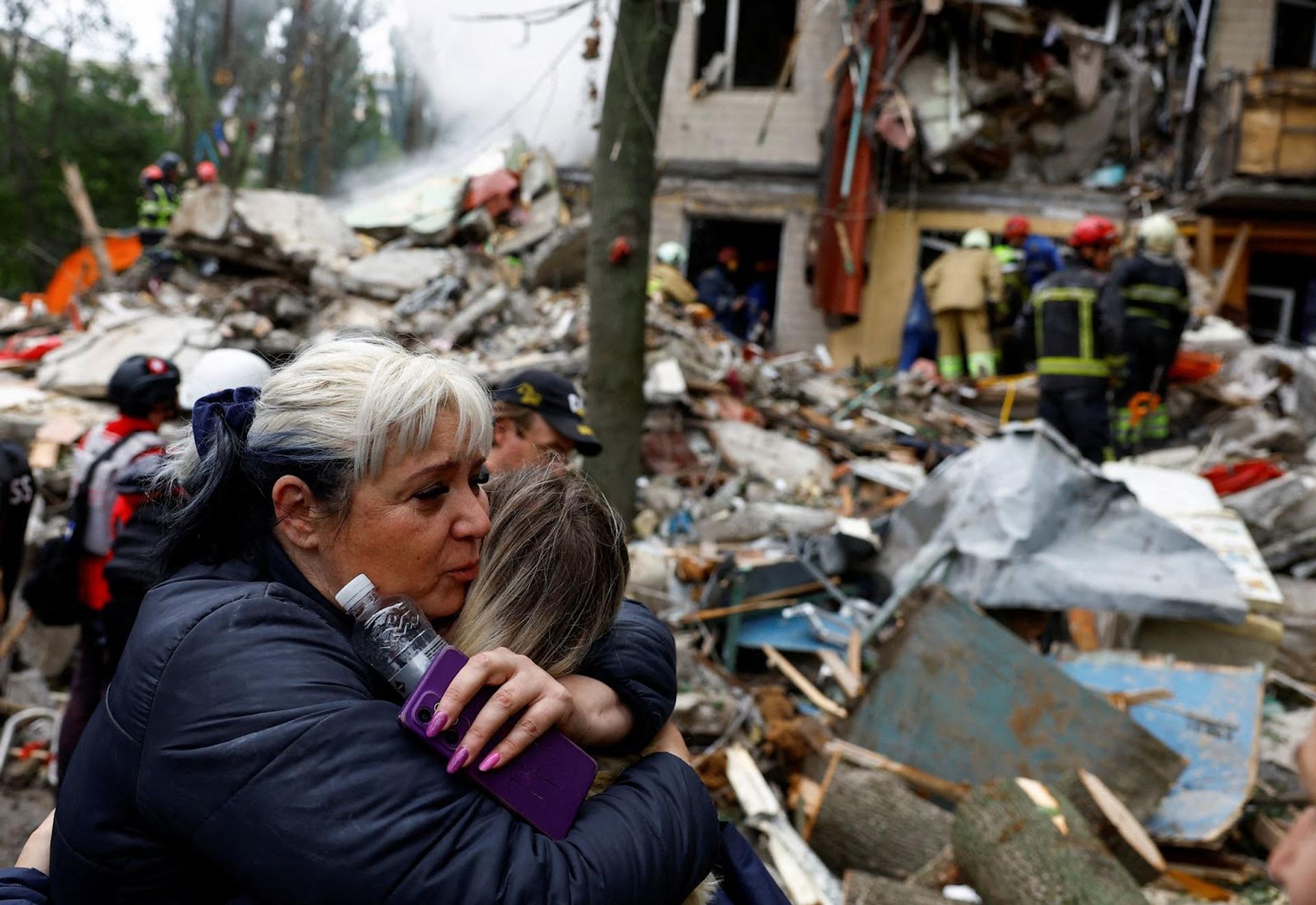 The aftermath of a strike on Ukraine
