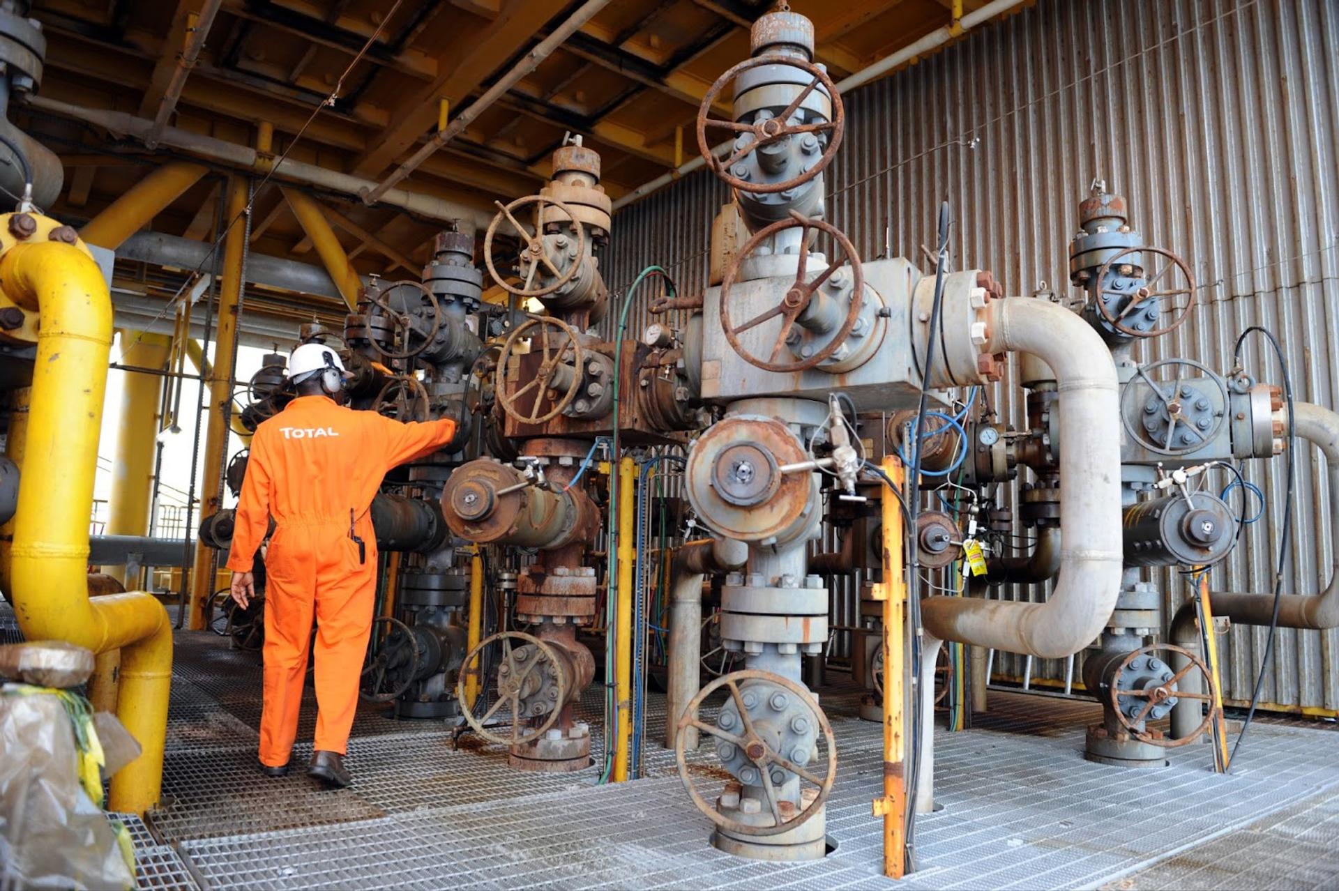 An oil drilling platform in Amenem, Nigeria.