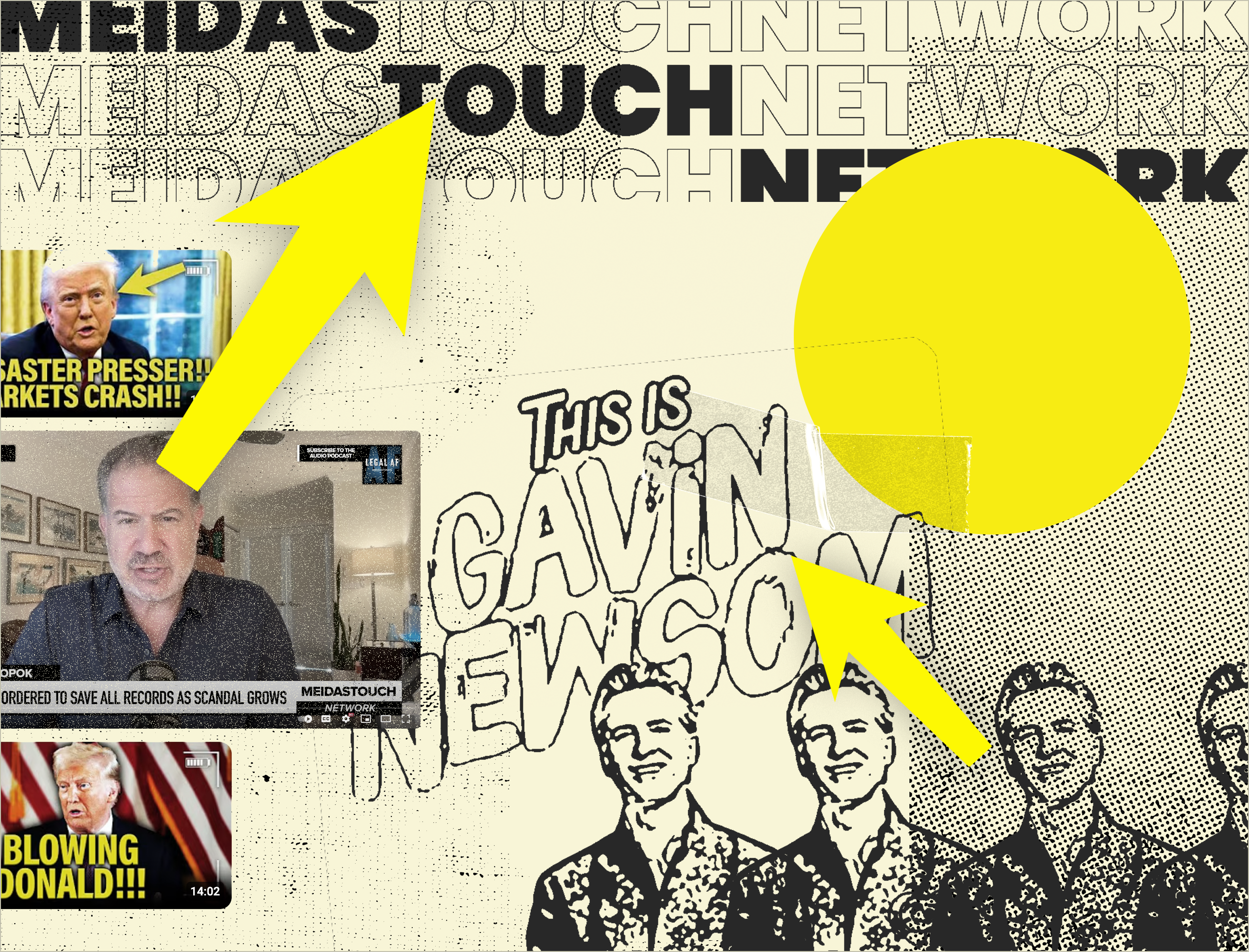 An illustration of Newsom and MeidasTouch