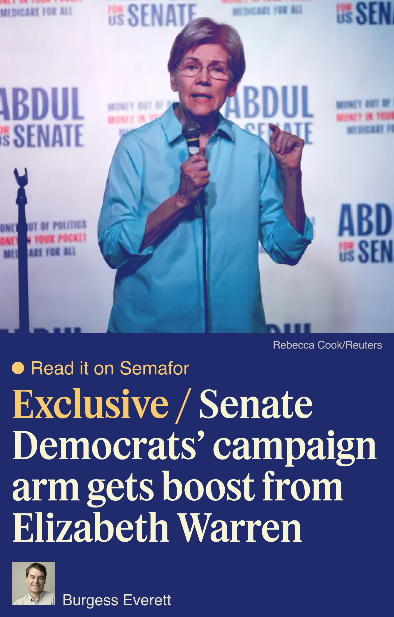 Senate Democrats’ campaign arm gets boost from Elizabeth Warren