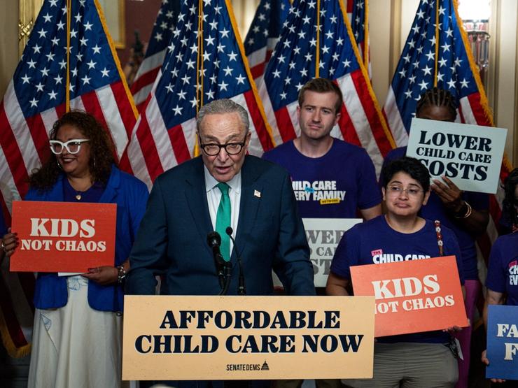 U.S. Senate Minority Leader Chuck Schumer (D-NY) speaks during a press conference on affordable child care in the United States on Capitol Hill in Washington, D.C., U.S., June 17, 2026.