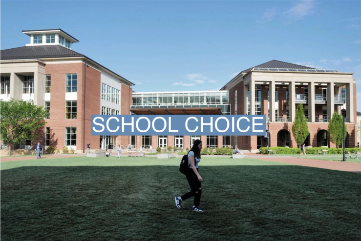 A student walks across the campus of Liberty University on April 14, 2023.