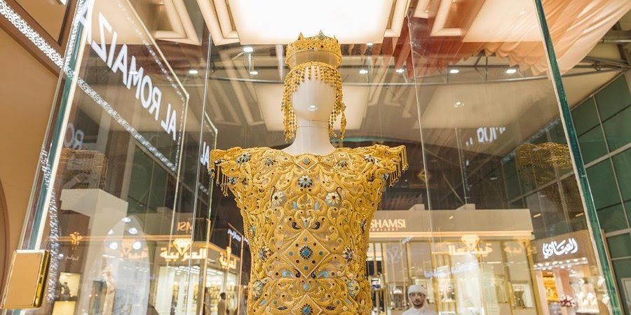 The “Dubai Dress” on display at the Expo Center in Sharjah, UAE.