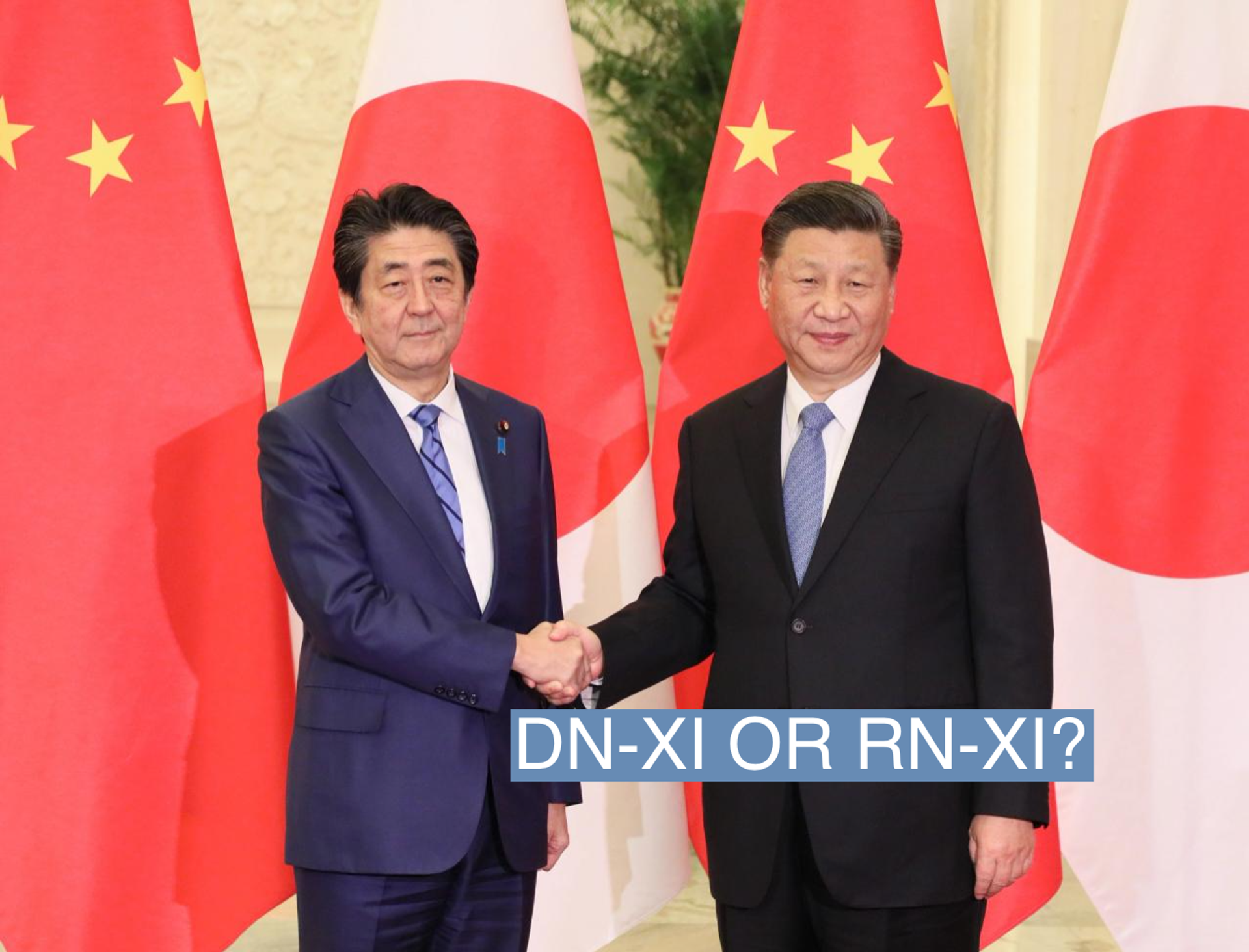 Japanese Prime Minister Shinzo Abe meets Chinese leader Xi Jinping in Beijing, December 2019.