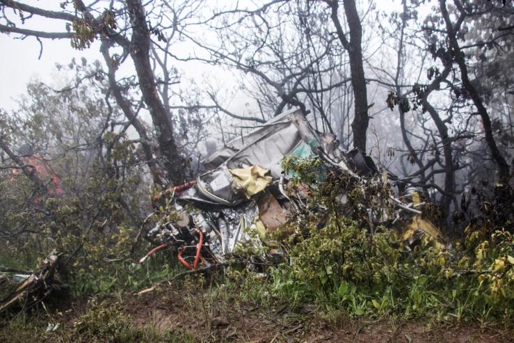 A view of the wreckage of Iranian President Ebrahim Raisi’s helicopter at the crash site on a mountain in Varzaghan area, northwestern Iran, May 20, 2024. Stringer/WANA (West Asia News Agency) via REUTERS