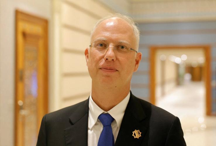 The head of Russia’s sovereign wealth fund Kirill Dmitriev poses for a picture after the U.S.-Russia talks in Riyadh, Saudi Arabia, February 18, 2025.