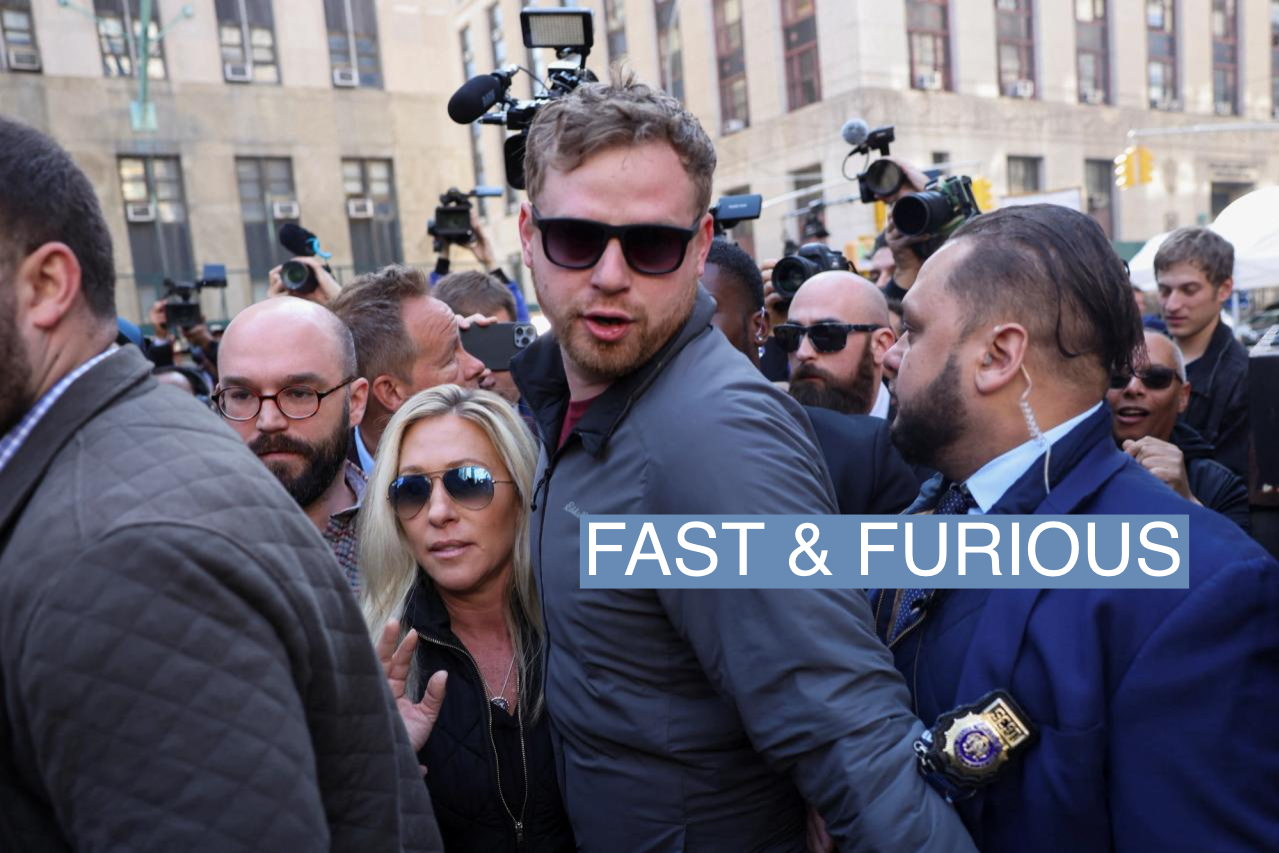 U.S. Rep. Marjorie Taylor Greene (R-GA) arrives at Manhattan Criminal Courthouse on the day of former U.S. President Donald Trump’s planned court appearance after his indictment by a Manhattan grand jury following a probe into hush money paid to porn star Stormy Daniels, in New York City, U.S., April 4, 2023. REUTERS/Caitlin Ochs