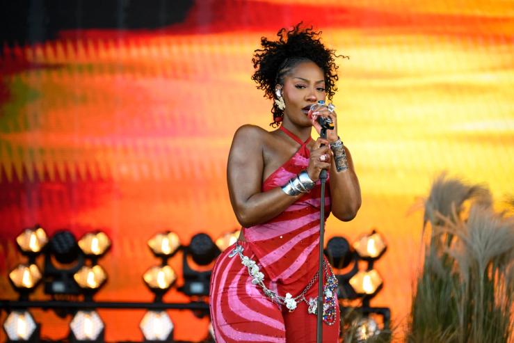 Nigerian singer-songwriter Tems performs live on stage during the 5th Lollapalooza Paris Festival on July 20, 2025 in Paris.