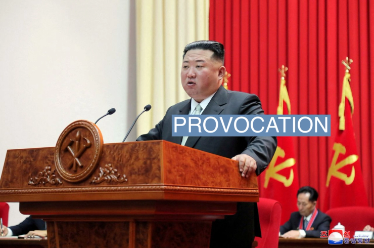 North Korean leader Kim Jong-un speaks during a visit to the Central Officers School of the ruling Workers’ Party in Pyongyang, North Korea, in this undated photo released on October 18, 2022