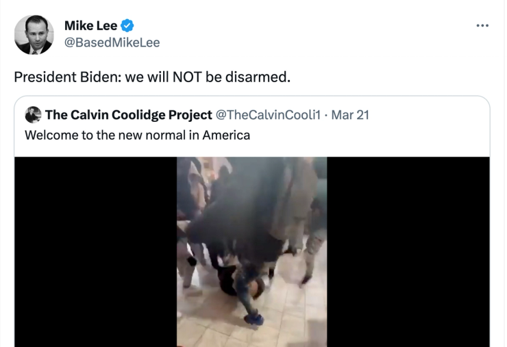 A screengrab of a tweet from Sen. Mike Lee, R-Utah.