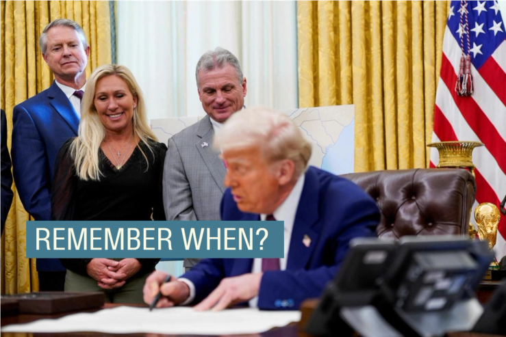 Donald Trump and Marjorie Taylor Greene in February