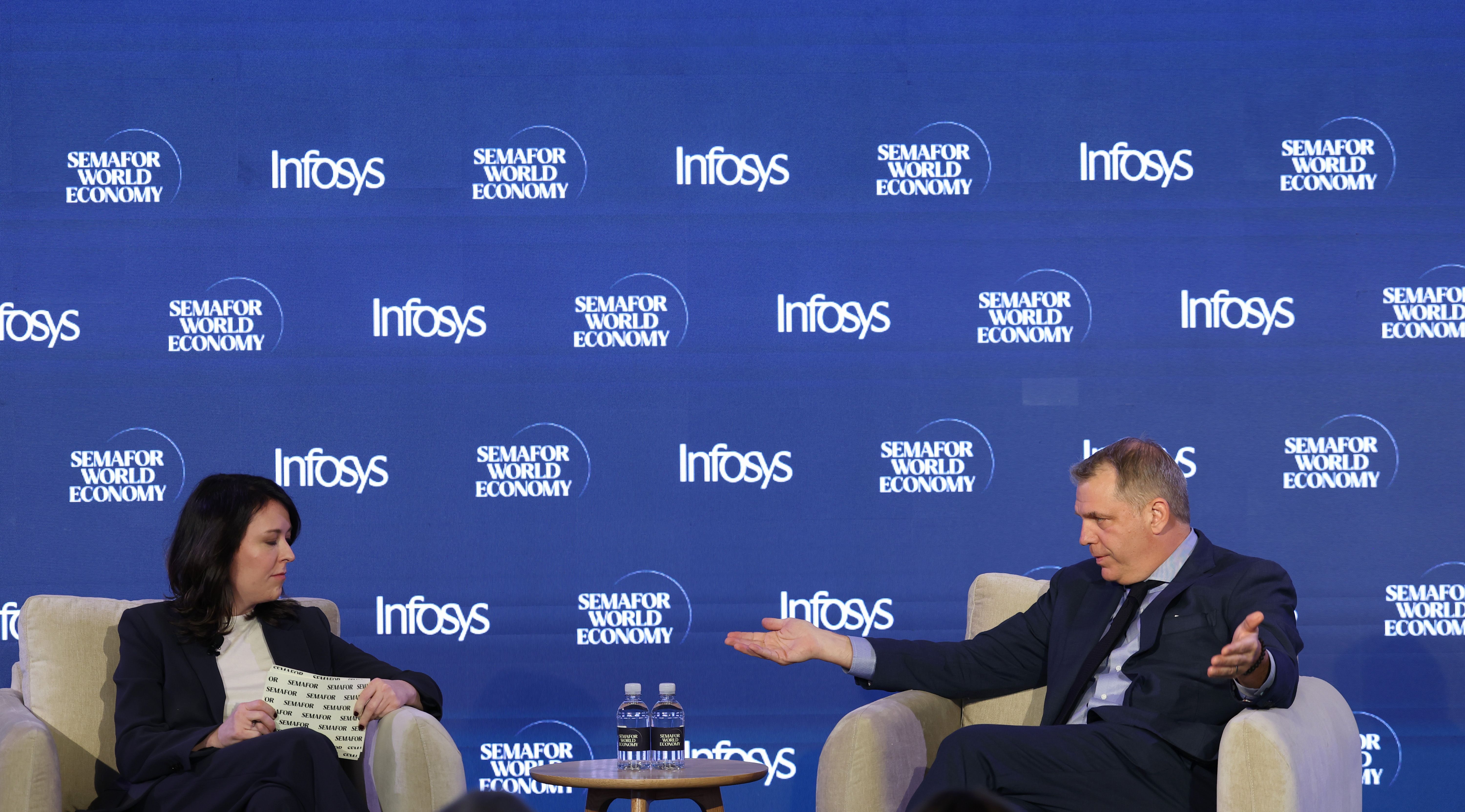 (L-R) Liz Hoffman (Business & Finance Editor - Semafor) and Todd Boehly (Co-founder, Chairman, and Chief Executive Officer - Eldridge Industries) speak on stage during Semafor World Economy 2026 on April 13, 2026 in Washington, DC.