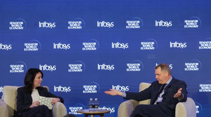 (L-R) Liz Hoffman (Business & Finance Editor - Semafor) and Todd Boehly (Co-founder, Chairman, and Chief Executive Officer - Eldridge Industries) speak on stage during Semafor World Economy 2026 on April 13, 2026 in Washington, DC.