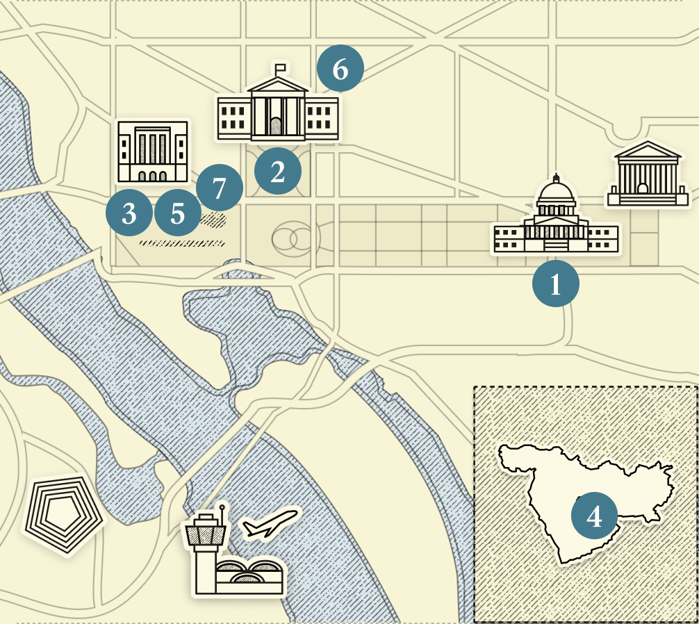 A numbered map of DC.