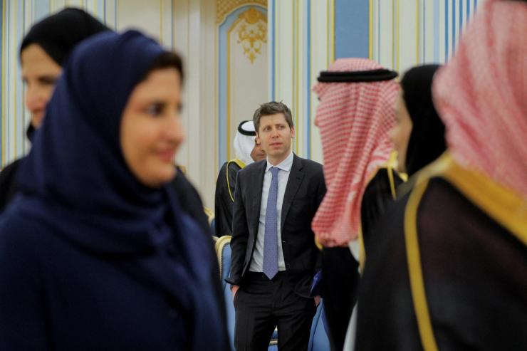 OpenAI CEO Sam Altman looks on as he visits Riyadh with U.S. President Donald Trump.