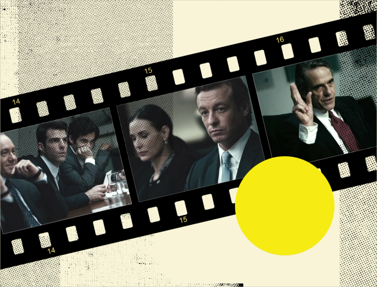 A graphic with snapshots from the film Margin Call.