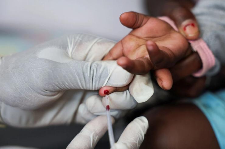 A child getting an HIV test in South Africa