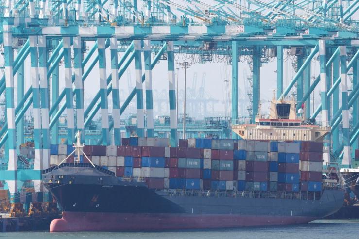 A container ship.