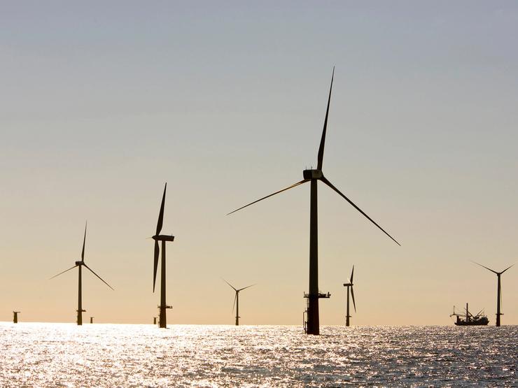 Wind turbines.