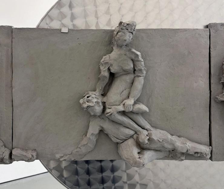 A close-up detail of Nicole Wermers’ endurance dance art.