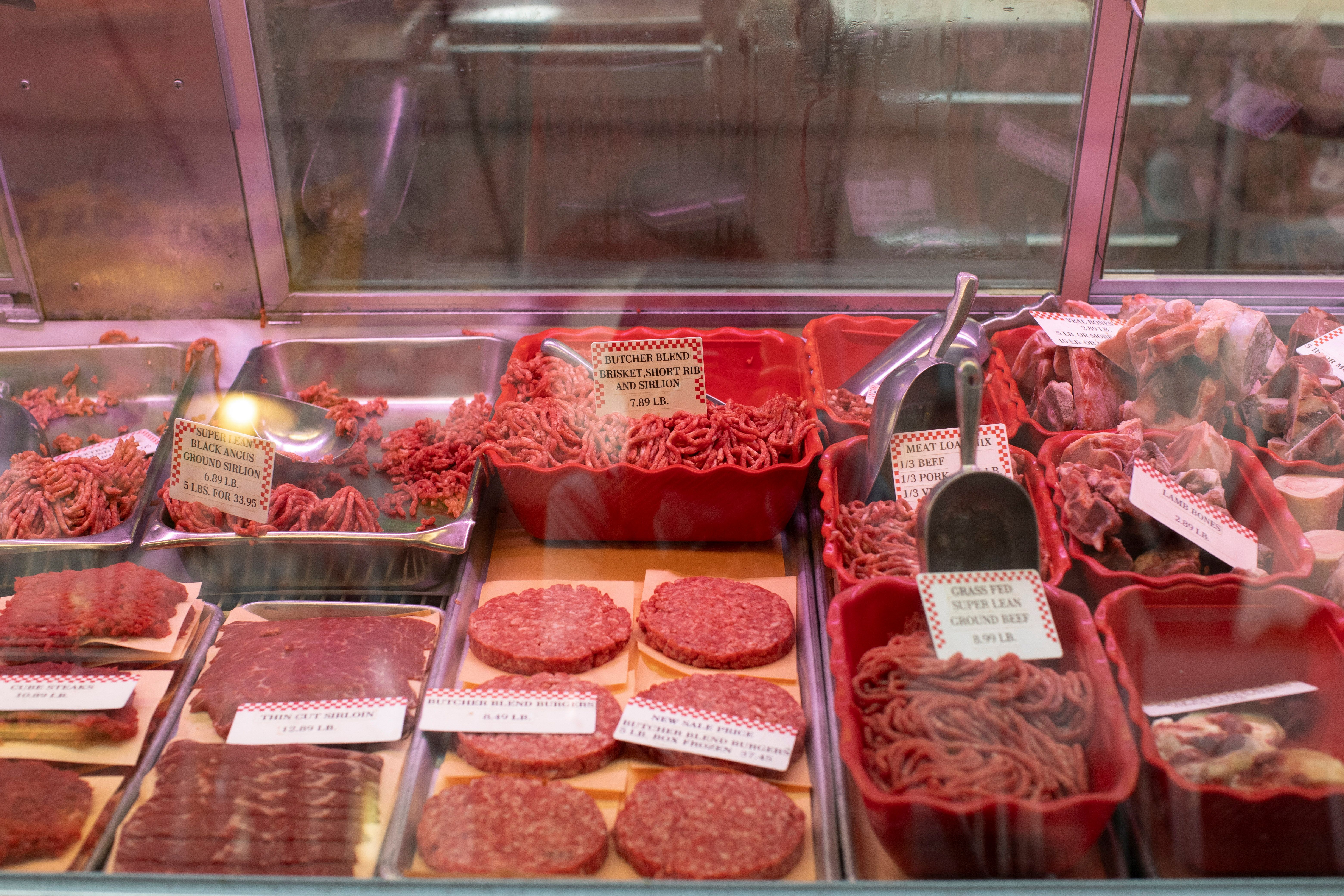 Ground beef in a Washington, DC market