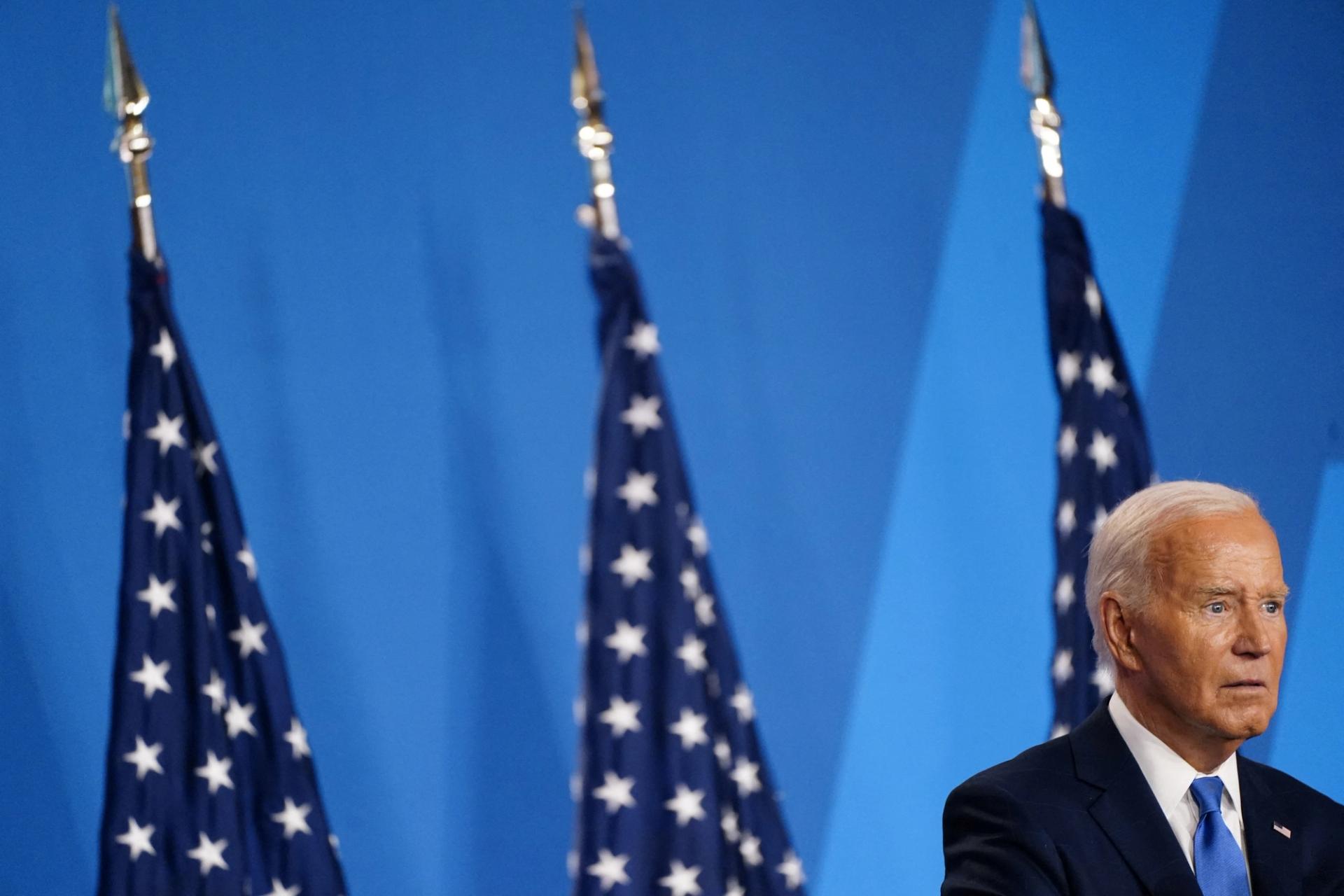 President Joe Biden holds a press conference during NATO's 75th anniversary summit, in Washington, DC, on July 11, 2024.