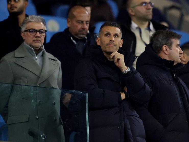 Manchester City chairman Khaldoon Al Mubarak in the stands at a Manchester City game.