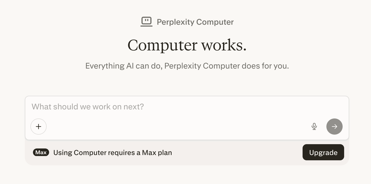 A screenshot of the Perplexity ‘Computer’ interface.