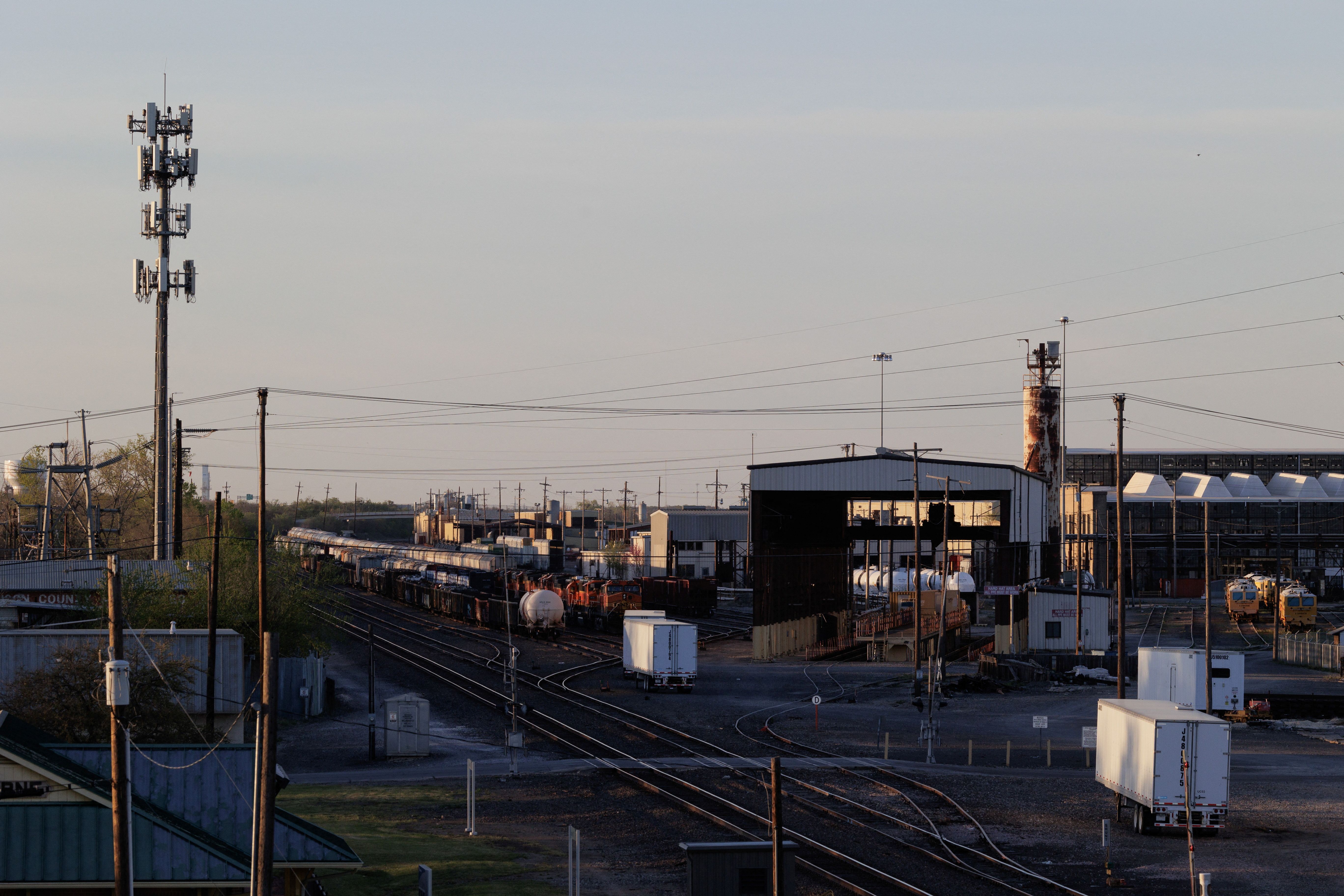 Rail cars are pictured in Cleburne, Texas, U.S/