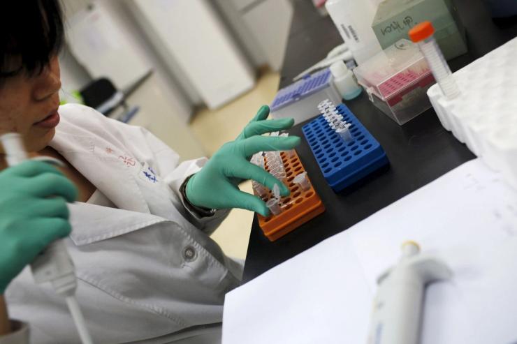 A Chinese pharmaceuticals lab worker