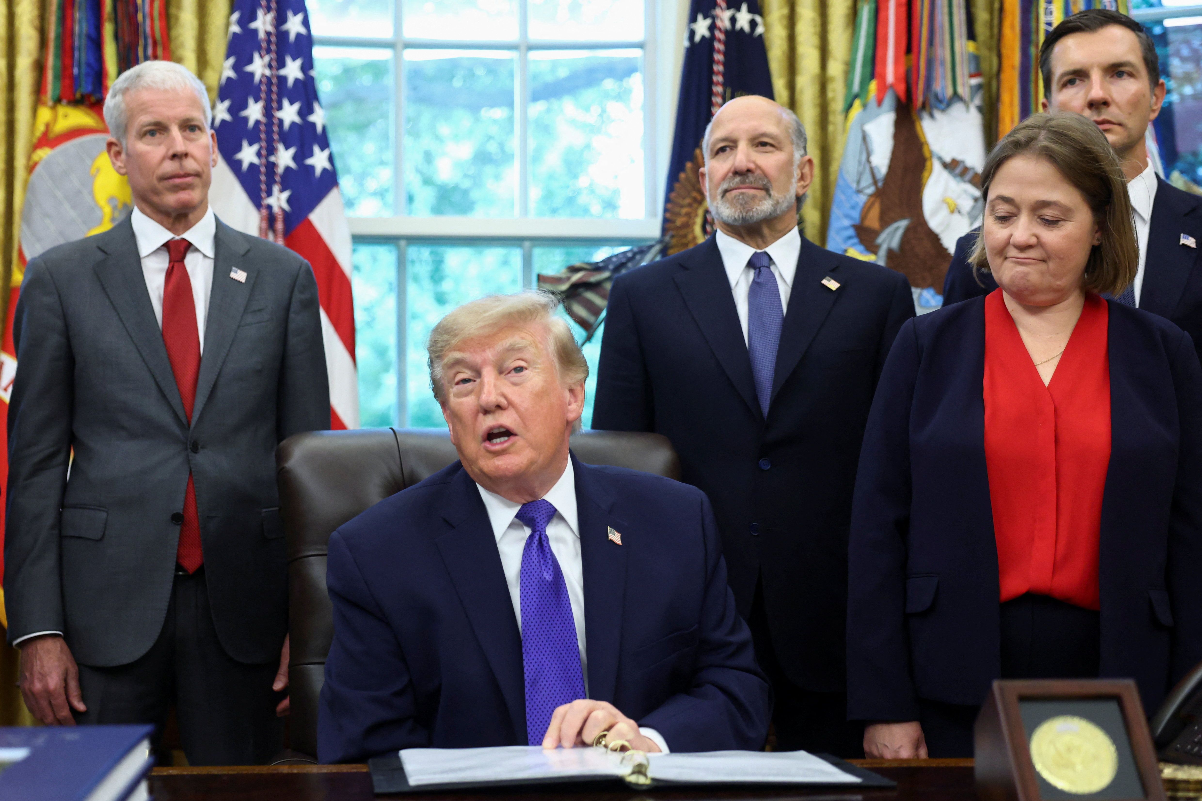 US President Donald Trump announcing a steel mill