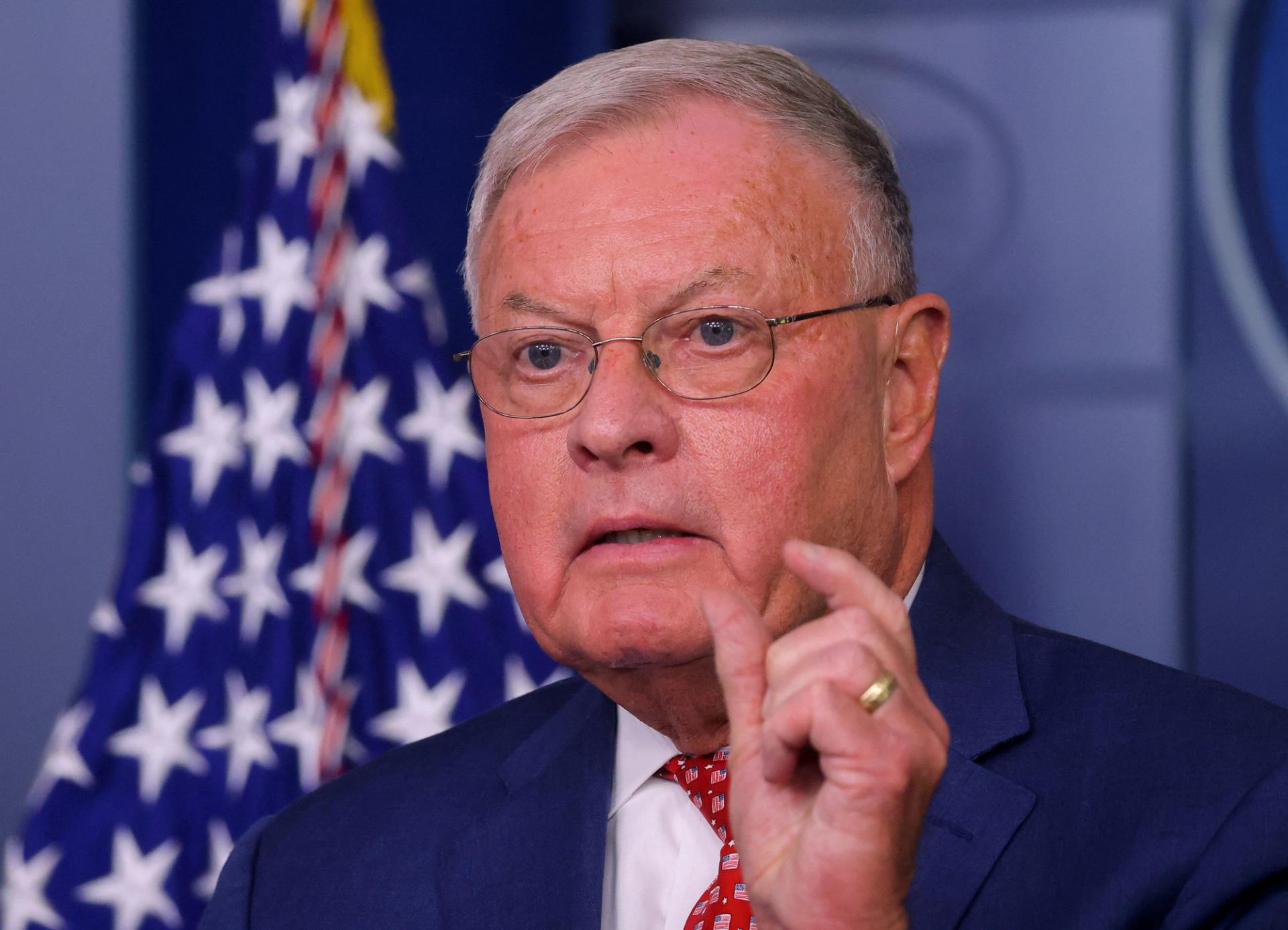 Keith Kellogg, national security adviser to Vice President Mike Pence, speaks to reporters during a daily press briefing at the White House in Washington, U.S., September 22, 2020.