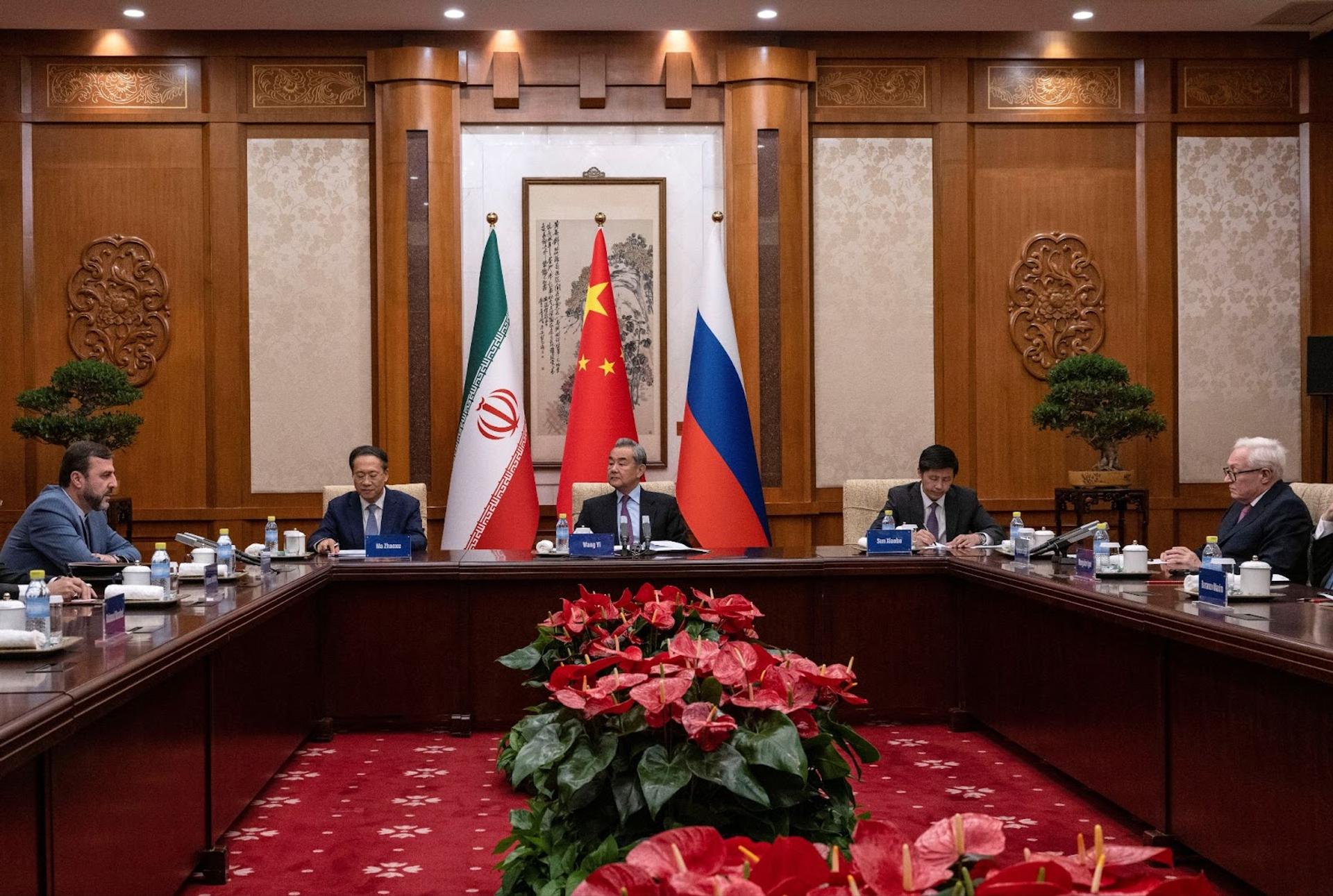 Iranian, Chinese, and Russian officials meeting in Beijing