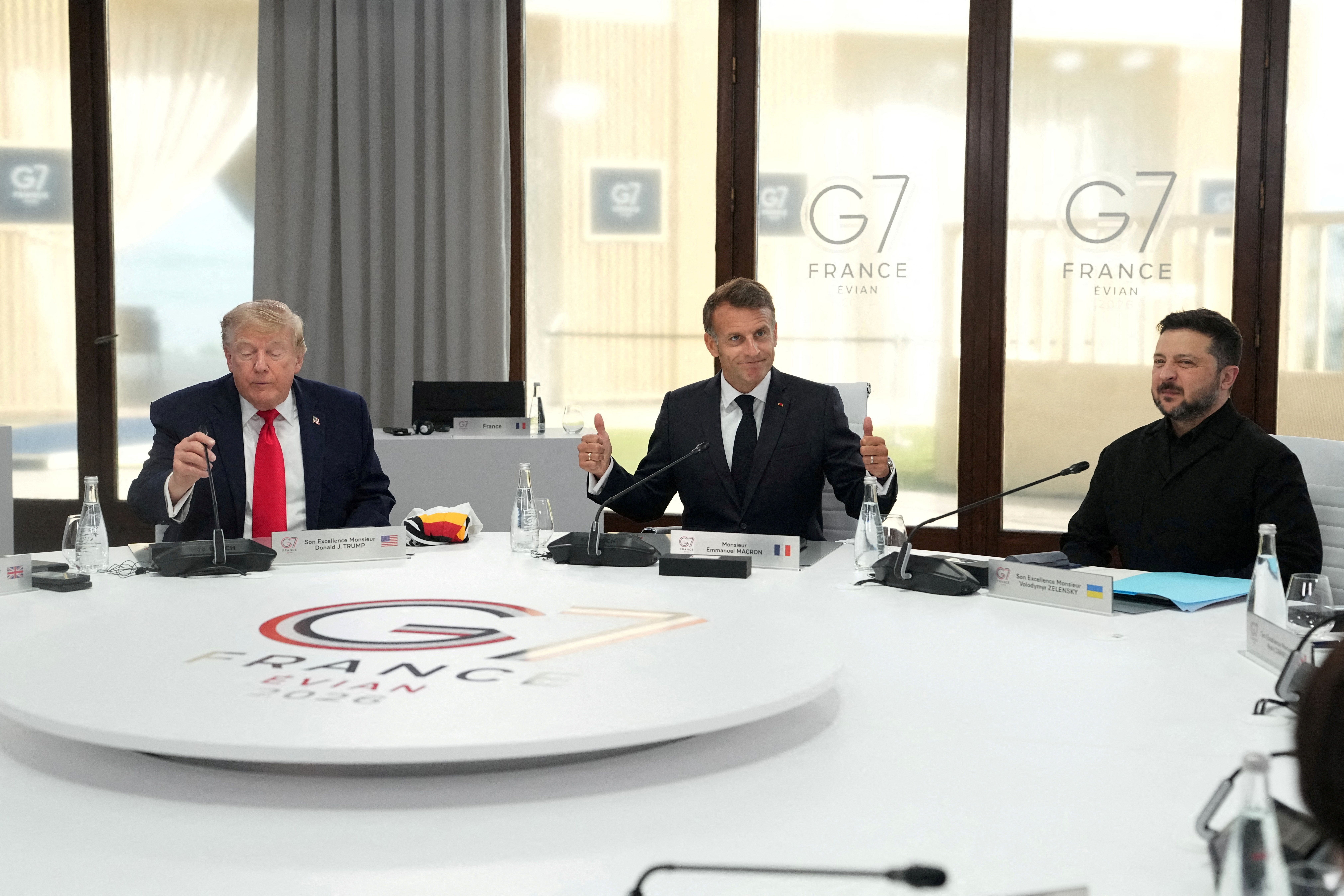 US President Donald Trump, French President Emmanuel Macron and Ukrainian President Volodymyr Zelenskyy