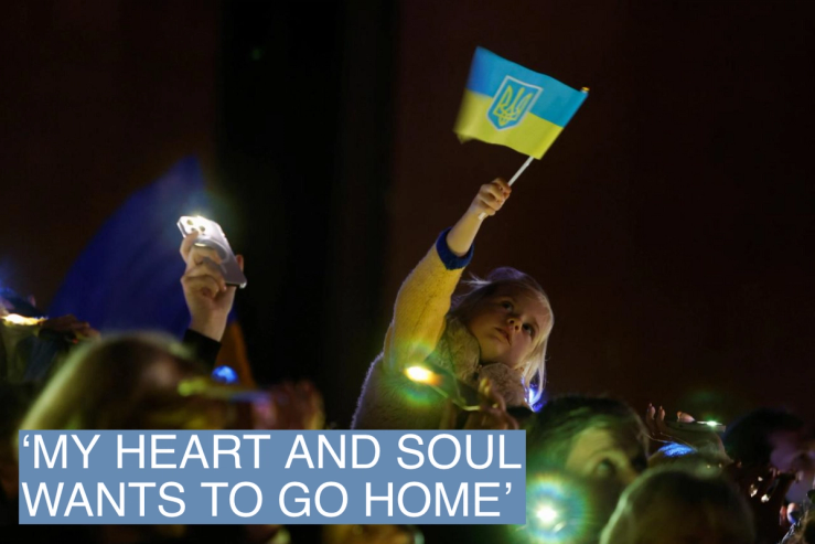 A child holds a Ukrainian flag, as members of the Ukrainian community in Malta attend a protest to mark the first anniversary of the Russian invasion of Ukraine, in Valletta, Malta, February 24, 2023. REUTERS/Darrin Zammit Lupi