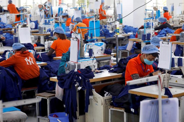 Labourers work at Hung Viet garment export factory in Hung Yen province, Vietnam.